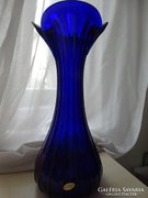 Kobaltkék, kézműves üvegváza, 32 cm