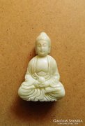 Fehér Jade faragott kő Buddha medál szobor amulett