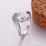 Silver-plated Ring with White Stone Size 8