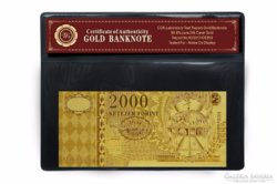 24 karátos arany bevonatú 2000 forint certifikált tartóban