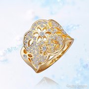 Flower Pattern Gold-Plated Ring Size 8