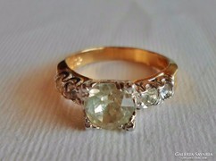 Gyönyörű aranyozott szoliter ezüstgyűrű
