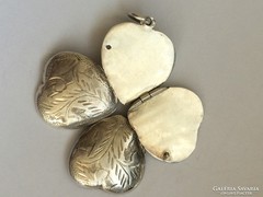 Gyönyörű antik ezüst nyitható szív,lóhere medál