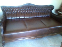Neobarokk olasz marhabőr kinyitható kanapé