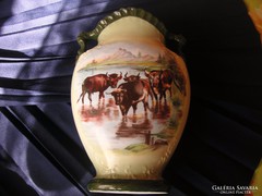 Victoria austria porcelain vase, hand painted unique, signed. 25 X 15 cm