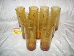Kilenc darab retro borostyán színű pohár