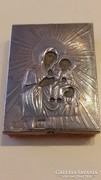 Orosz ezüst 875 ös (84) kis Szűz Mária ikon