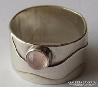 Angol ezüst gyűrű rózsakvarc kővel