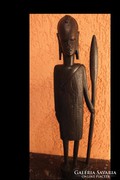 Afrikai ébenfa szobor: Törzsi harcos