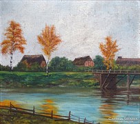 0H327 Poór Jenő folyópart fa híddal