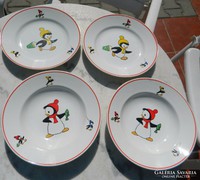 Pingvin mesemintás antik Gránit tányér készlet 2db+2db