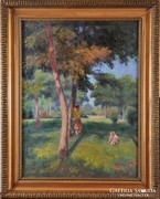 ​Vass Elemér (1887-1957): Nyári délután a parkban