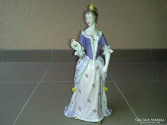 Hollóházi porcelán barokk hölgy nő tükörrel figura