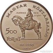Mátyás király 1990 500 forint ezüst emlékérme