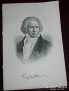 Híres emberek antik metszeten -  fametszet Beethoven