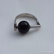Onyx köves modern, ezüst gyűrű