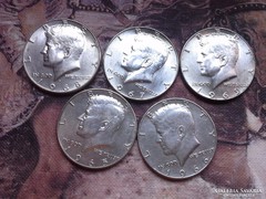 Usa ezüst fél dollár sor 1965,66,67,68,69 szép db ok