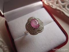 Természetes rózsaszínű rubin ezüst gyűrű - 1,6 cm