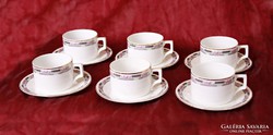 6 személyes Zsolnay kávés / teás csésze és alátét tányér