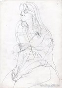 Ülő nő egy vonalas rajz