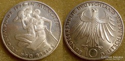 NSZK  10 DM  1972 F     Ag  ezüst  15,5 gramm
