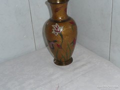 Réz  zománc váza 22 cm