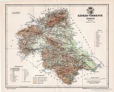 Zágráb vármegye térkép 1897, antik, eredeti
