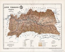 Liptó vármegye térkép 1895, antik, eredeti