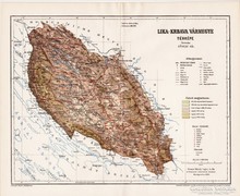Lika - Krbava vármegye térkép 1895, antik, eredeti
