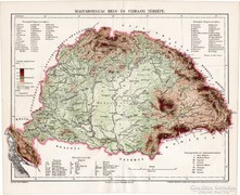 Magyarország hegy- és vízrajzi térkép 1897, eredeti, antik