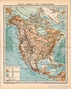 Észak - Amerika hegy- és vizrendszere térkép 1894, antik