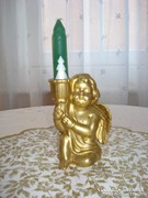 Gilded ceramic candle holder angel