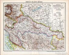 Horvát - Szlavon ország 1895 térkép, eredeti, antik