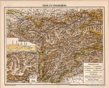 Tirol és Vorarlberg térkép 1898, antik, eredeti