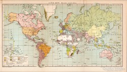 A Föld képe Mercator projekcióban 1894, antik, eredeti
