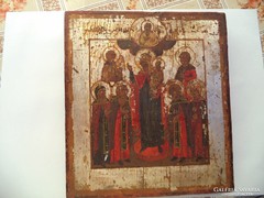Antik orosz ikon tojástempera ezüstözött