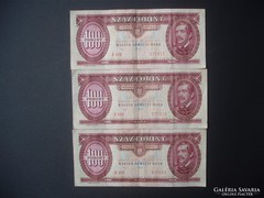 3 x 100 forint 1992 Sorszámkövető !!!