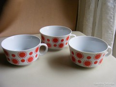 3 db alföldi piros pöttyös teás csésze