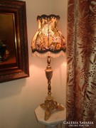 Gyönyörű ónix betétes régi asztali lámpa