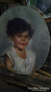 Antik Festmény Gyerek portré
