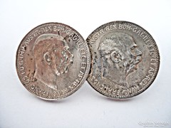 Ezüst 1 koronás érmék, kitűző