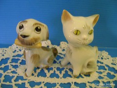 Aquincumi porcelán cica és kutyus levehető fejűek
