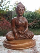 Great wood carving-wooden sculpture oriental theme figure, sign.