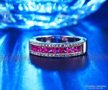 Lilás-rózsaszín köves ezüst gyűrű 9-es ÚJ!