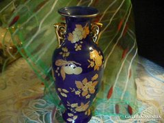 Kék és arany színű amfora váza