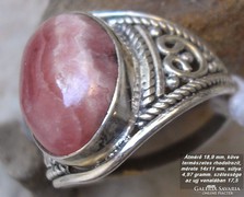 925 ezüst gyűrű jég rhodokrozittal 18,9/59,3 mm