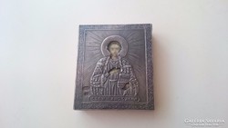 Orosz 875 ös (84) ezüst kis ikon Szt.Pantaleon.