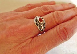 Szép régi ezüstgyűrű csiszolt karneol kővel
