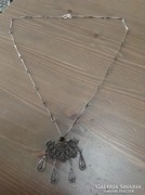 Régi filigrán izraeli ezüst nyaklánc medál-brossal