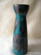 Türkiz, fekete mintás retro váza